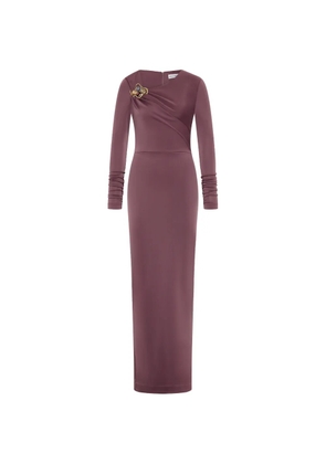 Rebecca Vallance Nala brooch long-sleeve maxi dress - Purple