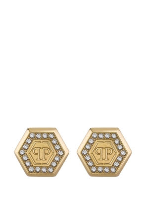 Philipp Plein hexagon crystal earrings - Gold