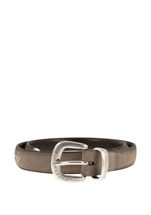 ALBERTO LUTI turquoise-stone buckle belt - Grey