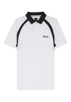 BOSS contrast panel polo shirt - White