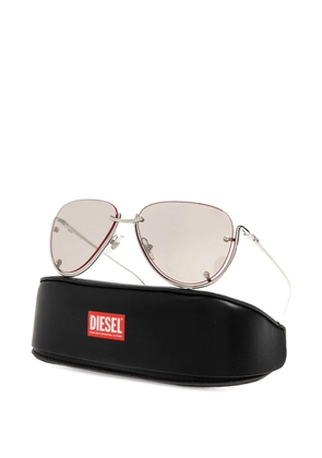 Diesel silver frame sunglasses - Red