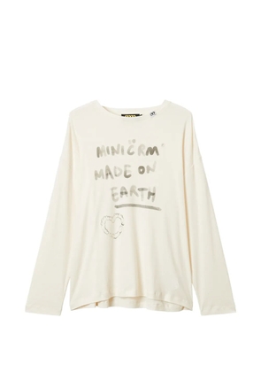 Mini Cream lettering-print T-shirt - Neutrals