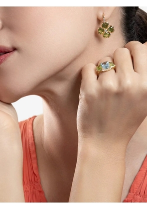 Goshwara G-One clover diamond and peridot earrings - Gold