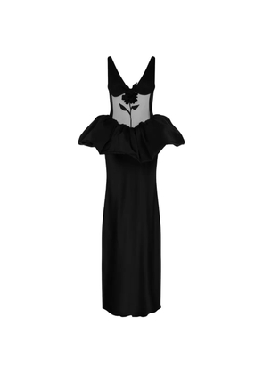 David Koma flower ruffled maxi dress - Black