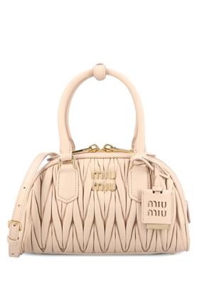 Miu Miu Arcadie quilted-texture leather tote bag - Pink