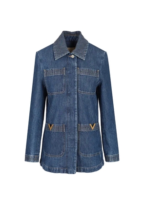 Valentino Garavani logo-appliqué denim jacket - Blue