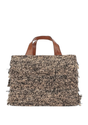 IBELIV Onja woven raffia fringe tote bag - Neutrals