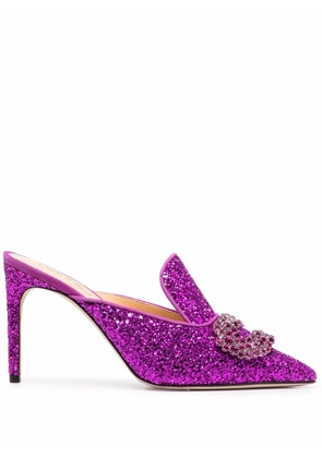 Giannico glittered high-heel mules - Pink