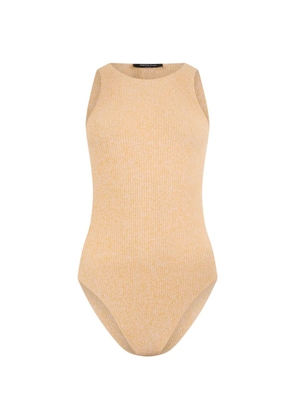 Fabiana Filippi minimal neckline ribbed bodysuit - Neutrals