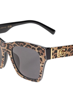 Dolce & Gabbana Eyewear leopard logo sunglasses - Neutrals