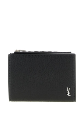 Saint Laurent Cassandre-logo leather wallet - Black