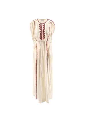 MARANT ÉTOILE embroidered tie waist dress - Neutrals