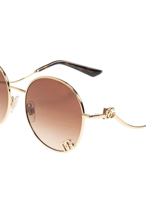 Dolce & Gabbana Eyewear logo round-frame sunglasses - Gold