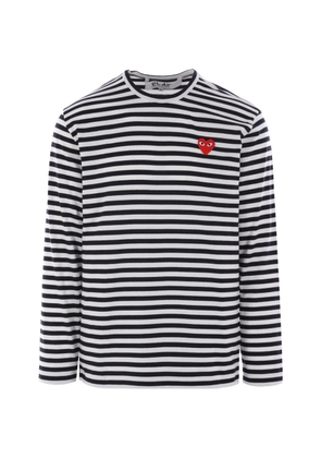 Comme Des Garçons Play striped heart-patch T-shirt - Black