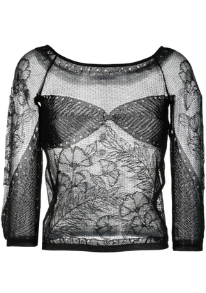 Alberta Ferretti semi-sheer knitted top - Black