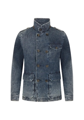 Moorer washed button denim jacket - Blue