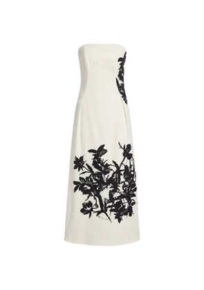 CRIDA floral-pattern strapless dress - White
