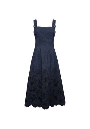 Veronica Beard Rosaura floral-lace midi dress - Blue