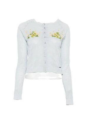 SHUSHU/TONG beaded floral knit cardigan - Blue