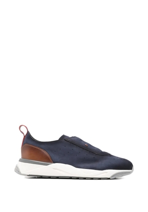 Santoni suede panelled sneakers - Blue