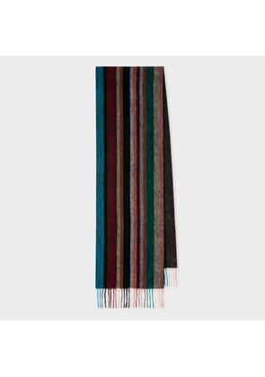 Paul Smith Muted 'Signature Stripe' Cashmere-Blend Scarf Multicolour