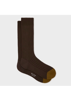 Paul Smith Chocolate Cotton-Silk Ribbed Socks Brown