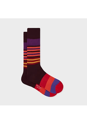 Paul Smith Burgundy Cotton-Blend Bold Stripe Socks Red