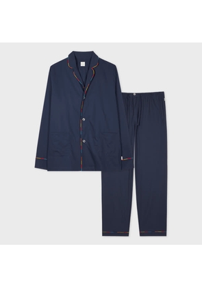 Paul Smith Navy 'Artist Stripe' Trim Cotton Pyjama Set Blue