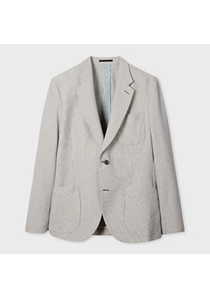 Paul Smith Blue and Ecru Cotton-Blend Seersucker Stripe Blazer Grey