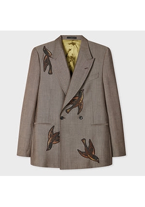Paul Smith Brown Wool-Mohair Embroidered Birds Double Breasted Blazer