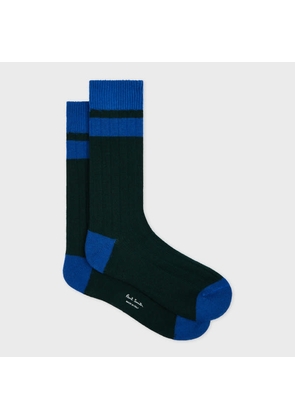 Paul Smith Forest Green and Blue Bold Stripe Block Socks