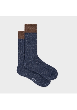 Paul Smith Blue Cotton-Silk Cable Knit Socks