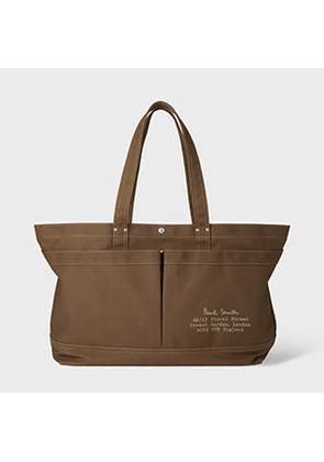 Paul Smith Khaki TekWax Cotton Large Tote Bag Brown