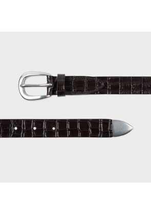 Paul Smith Dark Brown Croc-Emboss Leather Belt