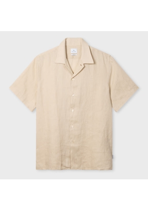 PS Paul Smith Casual-Fit Piece-Dyed Ecru Linen Shirt Brown