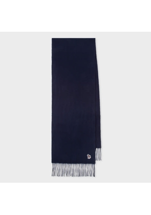PS Paul Smith Navy Lambswool Zebra Scarf Blue