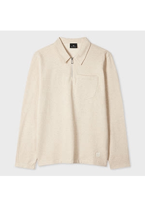 PS Paul Smith Ecru Marl Quarter Zip Collar Sweatshirt White