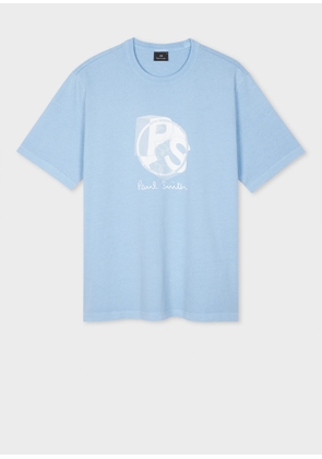 PS Paul Smith Pale Blue Organic Cotton PS Logo T-Shirt