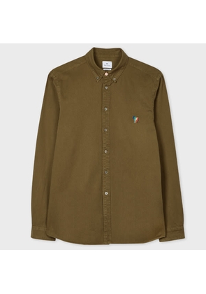 PS Paul Smith Khaki Organic Cotton Twill 'Broad Stripe Zebra' Shirt Brown