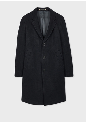 PS Paul Smith Dark Navy Recycled Wool-Blend Overcoat Blue