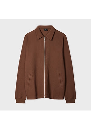 PS Paul Smith Brown Cotton Ribbed Zip Through Sweatshirt