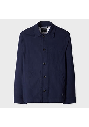 PS Paul Smith Navy Cotton Seersucker Work Jacket Blue