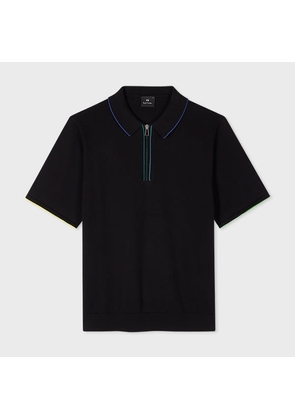 PS Paul Smith Black Organic Cotton Zip Polo Shirt