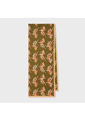 Paul Smith Women's Khaki 'Le Peche Fish' Cotton Scarf Brown
