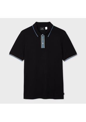 PS Paul Smith Black Polo Shirt With Stripe Tipping