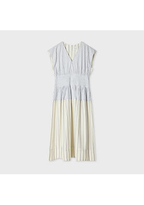Paul Smith Women's Contrast Stripe Shirred Midi Dress White
