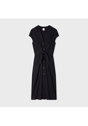 Paul Smith Women's Navy Seersucker Midi Dress Blue