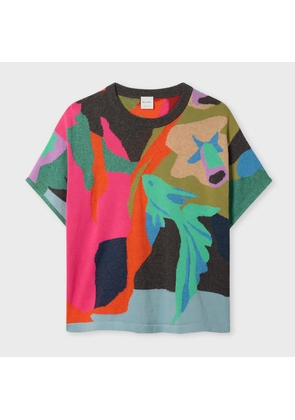 Paul Smith Women's Knitted 'River Collage' Short Sleeve Top Multicolour