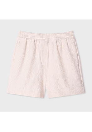 PS Paul Smith Women's Pink Cotton-Blend Stripe Shorts White
