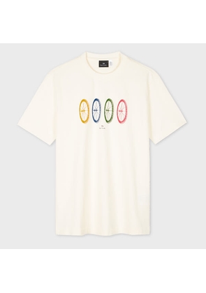 PS Paul Smith Ecru 'Wheels' Print T-Shirt White